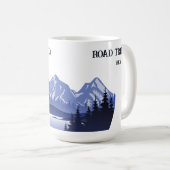 Vintager Blauer Berg Sonnenuntergang Kaffeetasse (VorderseiteRechts)
