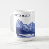 Vintager Blauer Berg Sonnenuntergang Kaffeetasse (Vorderseite Links)