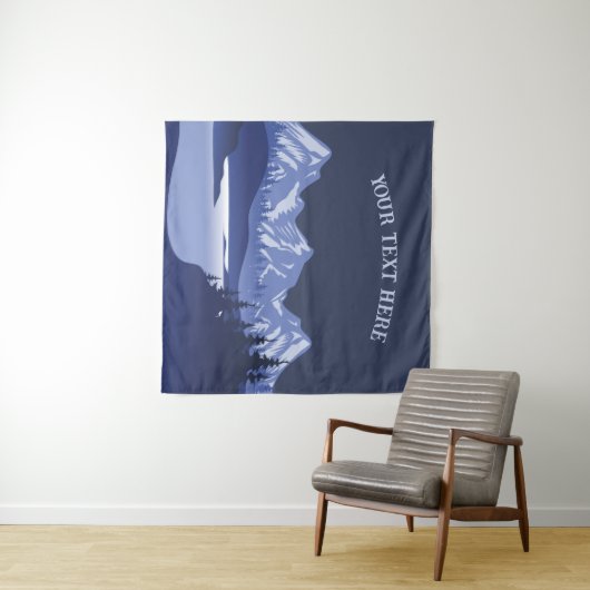 Vintager Blauer Berg Sonnenuntergang Wandteppich (Beispiel (Horizontal))