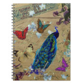 Vintager blauer bunter Pfau-niedlicher Notizblock (Vorderseite)