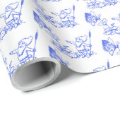 Vintager Blauer Genom mit Schmetterling Geschenkpapier (Rolleneckpunkt)