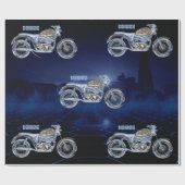 Vintager blauer goldener funkelnder Chrom-Chopper Geschenkpapier (Flach)