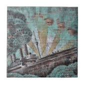 Vintager blauer Graffiti Fliese (Vorderseite)