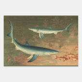 Vintager Blauer Hai isst Fisch, Meeresleben Geschenkpapier Set (Vorderseite 2)