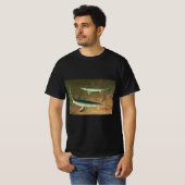 Vintager Blauer Hai isst Fisch, Meeresleben T-Shirt (Vorne ganz)