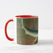 Vintager Blauer Hai isst Fisch, Meeresleben Tasse (Links)