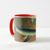 Vintager Blauer Hai isst Fisch, Meeresleben Tasse (Vorderseite Links)