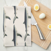 Vintager Blauer Hai, Leben im aquatischen Ozean Geschirrtuch (Viertel Falte)