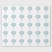 Vintager blauer Heißluft-Ballon Geschenkpapier (Flach)