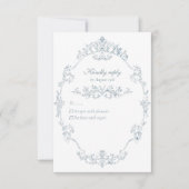 Vintager blauer Hochzeitsrahmen RSVP Karte (Vorderseite)