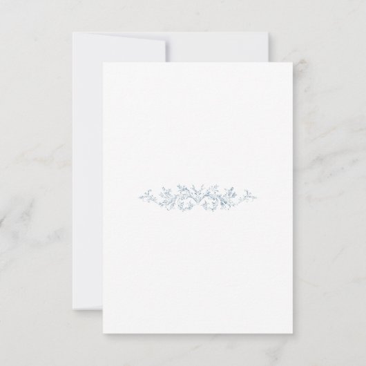 Vintager blauer Hochzeitsrahmen RSVP Karte (Rückseite)