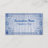 Vintager blauer Holzrahmen Visitenkarte (Vorderseite)