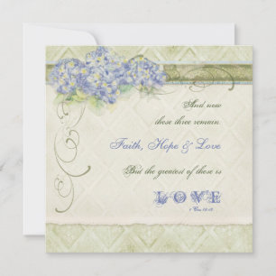 Vintager Blauer Hydrangea Blütenwirbel Damask Einladung