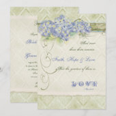 Vintager Blauer Hydrangea Blütenwirbel Damask Einladung (Vorne/Hinten)