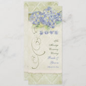 Vintager Blauer Hydrangea Blütenwirbel Damask Einladung (Vorne/Hinten)