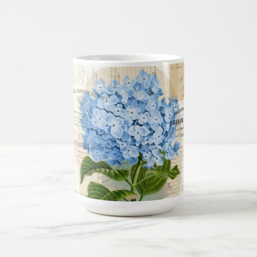 Vintager blauer Hydrangea-französische Kaffeetasse (Mittel)