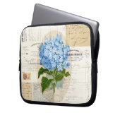 Vintager blauer Hydrangea-französische Laptopschutzhülle (Vorderseite Links)
