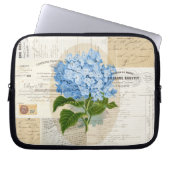 Vintager blauer Hydrangea-französische Laptopschutzhülle (Vorderseite)