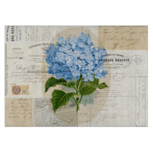 Vintager blauer Hydrangea-französisches Schneidebrett