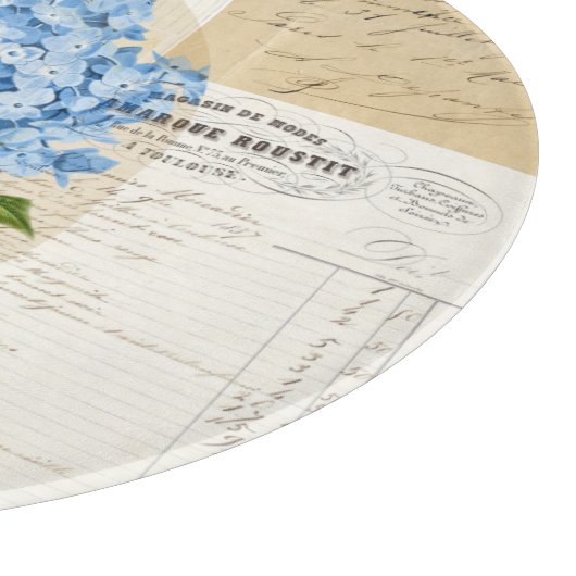 Vintager blauer Hydrangea-französisches Schneidebrett (Ecke)