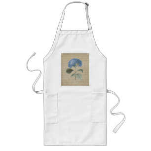 Vintager blauer Hydrangea mit antiker Kalligraphie Lange Schürze