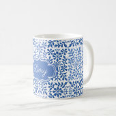 Vintager blauer individuelle Name Kaffeetasse (VorderseiteRechts)