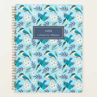 Vintager Blauer Kingfisher Vogelfloralname Planer