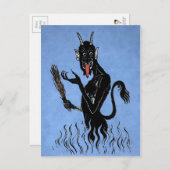 Vintager Blauer Krampus Postkarte (Vorne/Hinten)