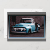Vintager Blauer Lieferwagen Postkarte (Vorne/Hinten)