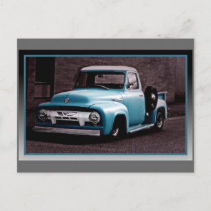 Vintager Blauer Lieferwagen Postkarte