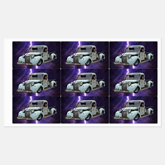 Vintager Blauer LKW Etiketten (Blatt)