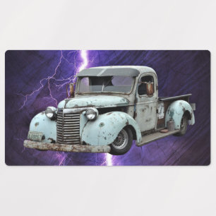 Vintager Blauer LKW Etiketten