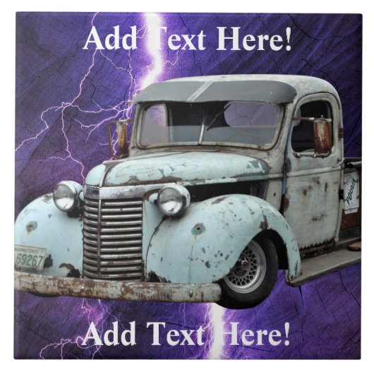 Vintager Blauer LKW Fliese (Vorderseite)