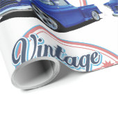 Vintager blauer LKW Geschenkpapier (Rolleneckpunkt)