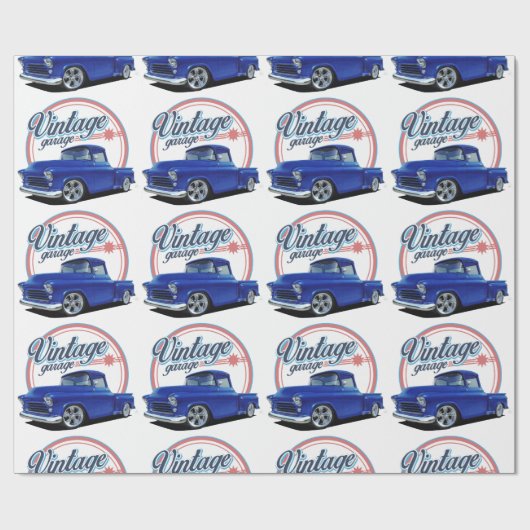Vintager blauer LKW Geschenkpapier (Flach)