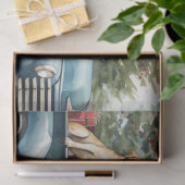 Vintager blauer LKW mit Hunden & Weihnachtskiefern Seidenpapier (Geschenk)