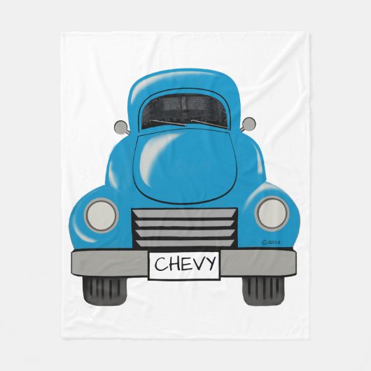 Vintager blauer LKW-personalisierte Decke (Vorderseite)