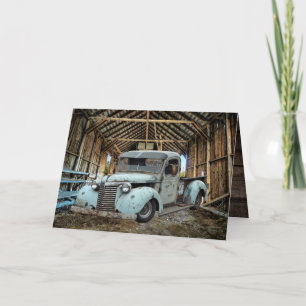 Vintager blauer LKW Rustikaler Barausweis