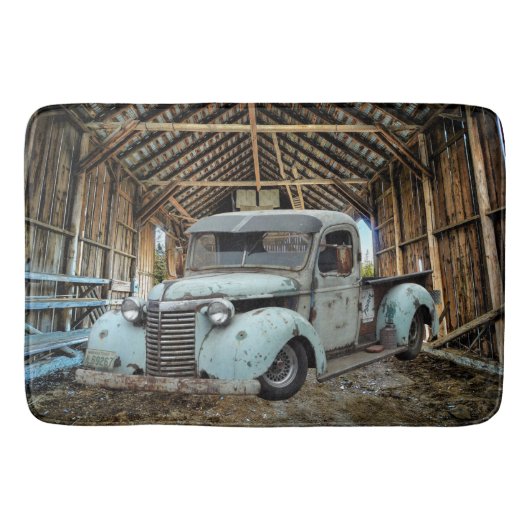 Vintager Blauer LKW Rustikaler Stall Badematte (Vorderseite)