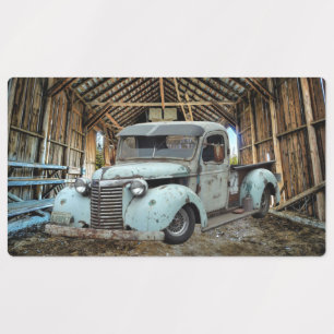 Vintager Blauer LKW Rustikaler Stall Etiketten