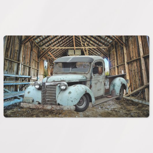 Vintager Blauer LKW Rustikaler Stall Etiketten (Design 1)