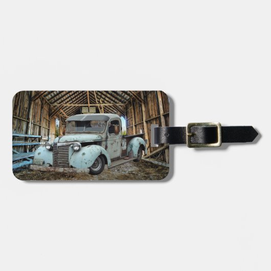 Vintager Blauer LKW Rustikaler Stall Gepäckanhänger (Vorderseite horizontal)