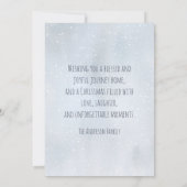 Vintager blauer LKW Tragend Weihnachtsbaum Feiertagskarte (Rückseite)