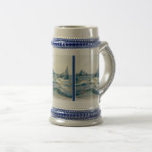 VINTAGER BLAUER MEERJUNGFRAU-OZEAN-DRUCK BIERGLAS (VorderseiteRechts)