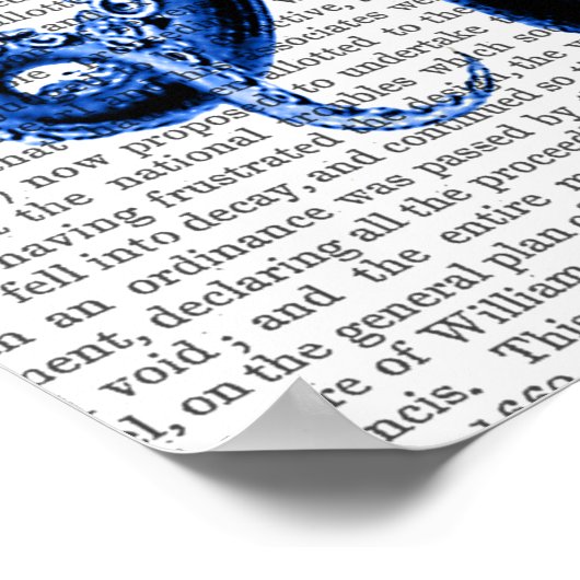 Vintager Blauer Oktopus 1 unter Poster (Ecke)