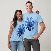 Vintager Blauer Oktopus 1 unter T-Shirt (Unisex)