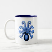 Vintager Blauer Oktopus 1 unter Zweifarbige Tasse (Links)