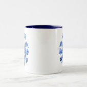 Vintager Blauer Oktopus 1 unter Zweifarbige Tasse (Mittel)