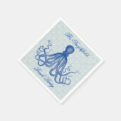 Vintager Blauer Oktopus mit Anchors Beach Party Serviette (Ecke)