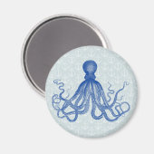 Vintager Blauer Oktopus mit Ankern Magnet (Vorderseite/Rückseite)